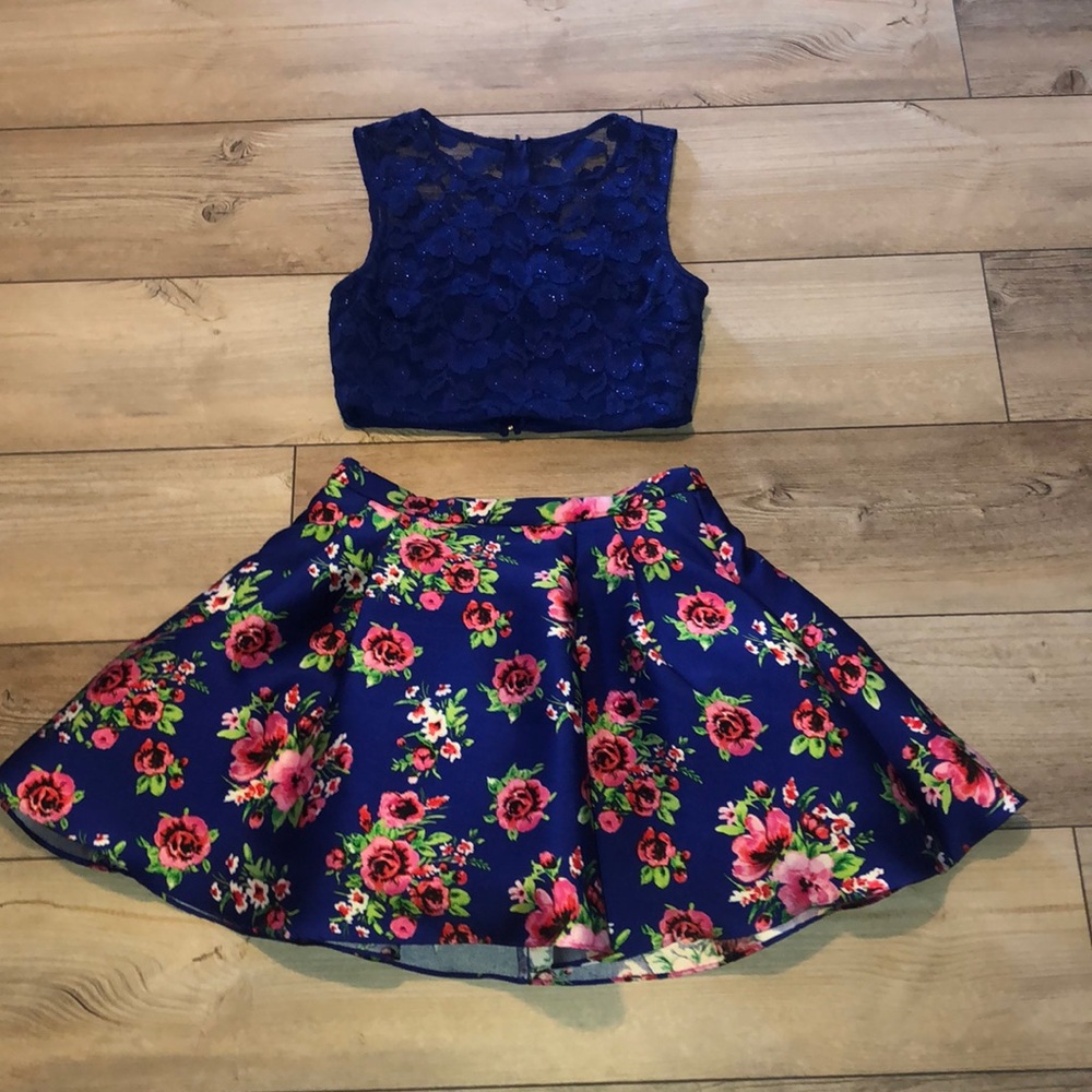 2 piece floral formal dress